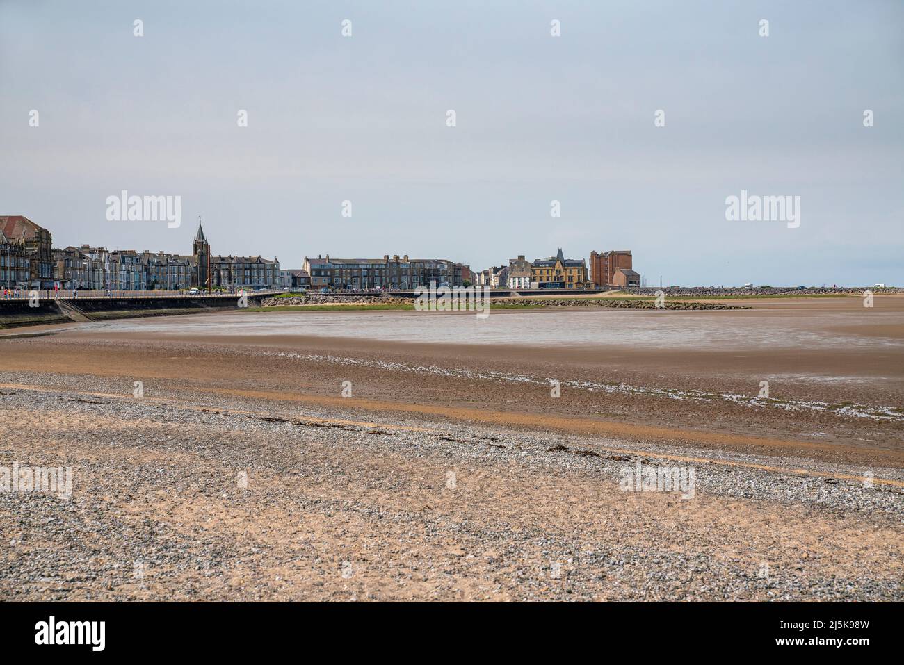 View along Morecambe Bay towards The Battery, West End Stock Photo Alamy