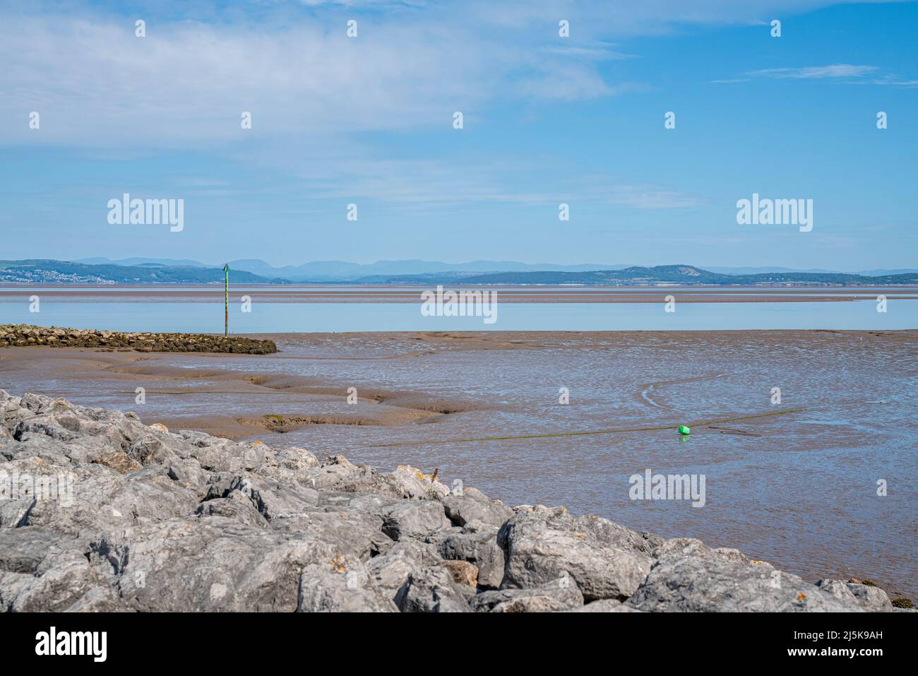 View across Morecambe Bay towards The Lake District, in Cumbria, North West England Stock Photo