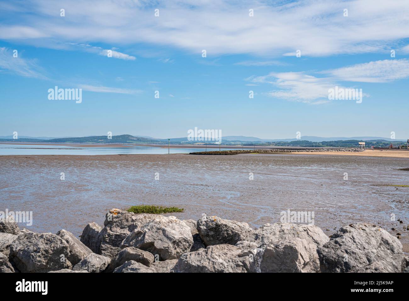 View across Morecambe Bay towards The Lake District, in Cumbria, North West England Stock Photo