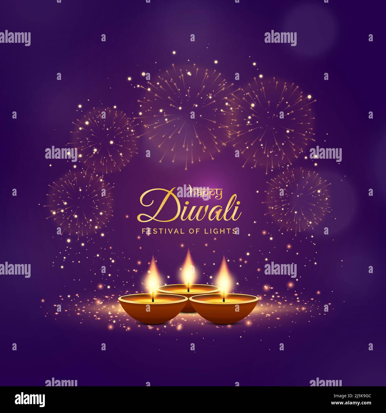 Happy Diwali greetings festive background in violet color with fireworks  and lamp Stock Vector Image & Art - Alamy