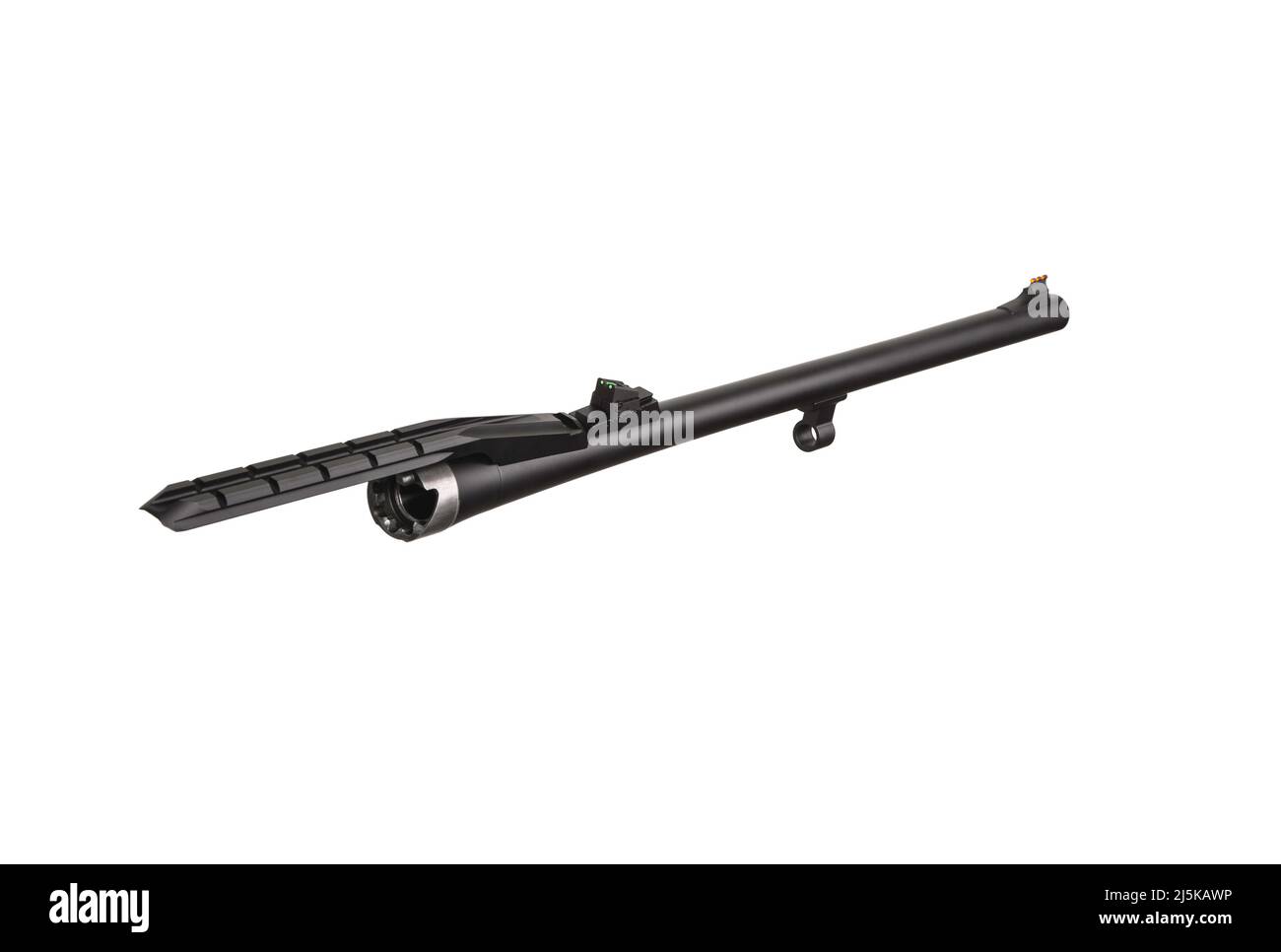 Spare part for gun repair. 12 gauge shotgun barrel isolated on a white