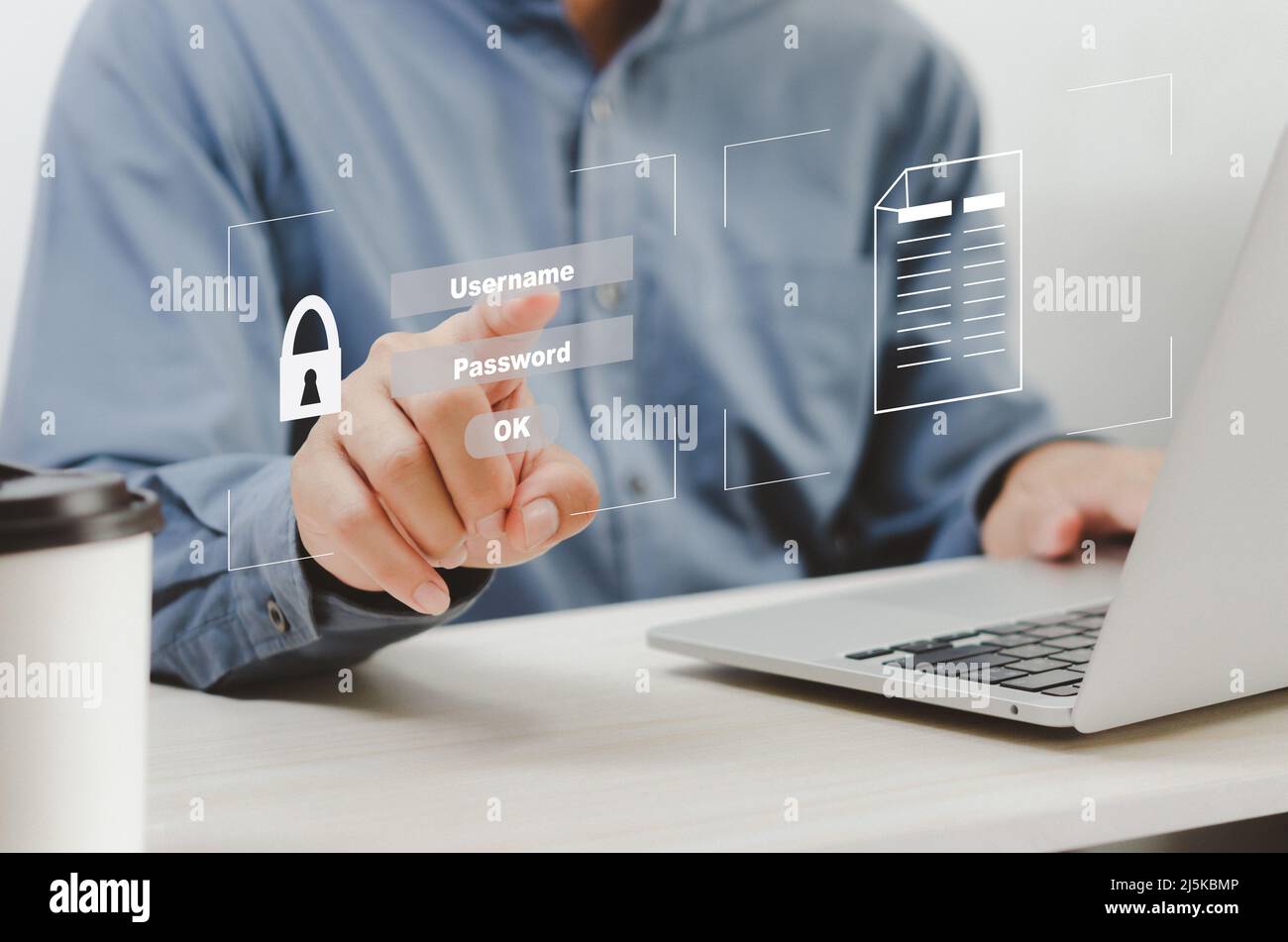 Internet cybersecurity computer access in the social network world. Data protection code concept. Stock Photo