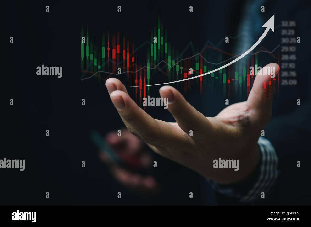 Finance and business investment concept. Stock and crypto investment  funds.Businessman analyzing or trading Forex graphs of financial data  candlestick Stock Photo - Alamy