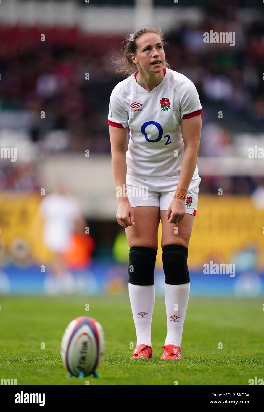 England's Emily Scarratt lines up a kick during the TikTok Women's Six