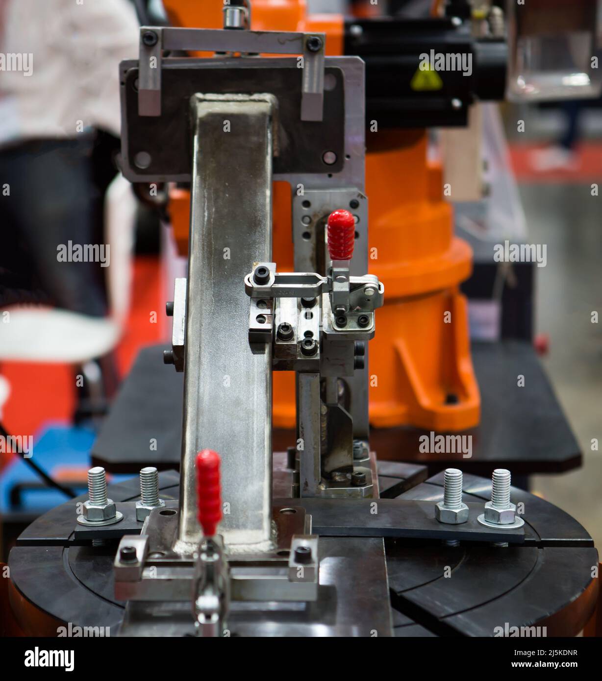 Industrial welding turn table with clamp fixing in construction industry.. Stock Photo