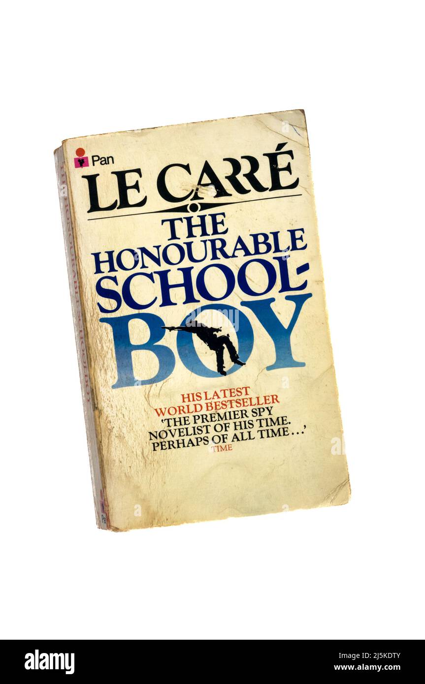 A battered paperback copy of The Honourable Schoolboy by John Le Carré (David Cornwell). First published in 1977. Stock Photo