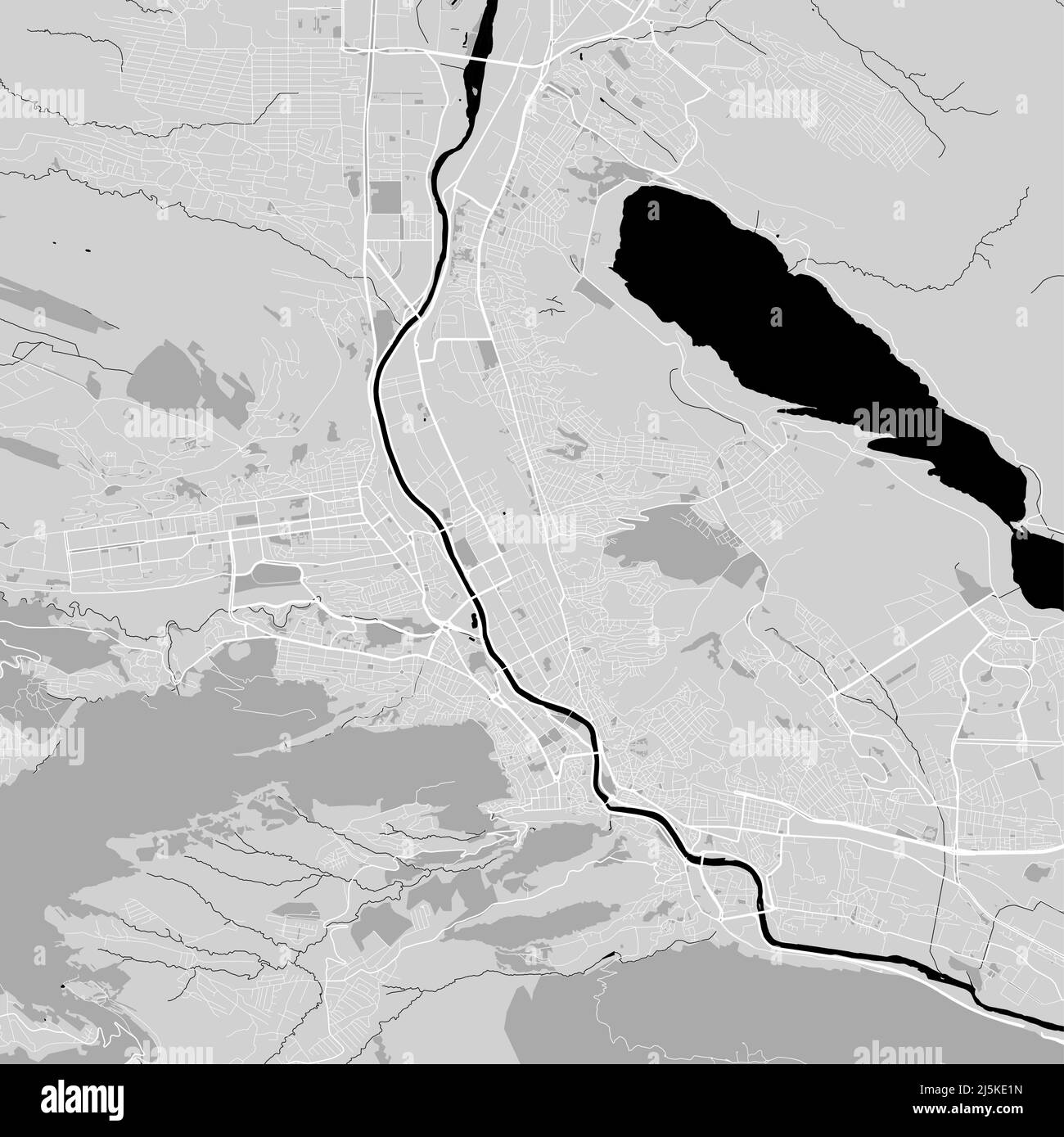 Urban city map of Tbilisi. Vector illustration, Tbilisi map grayscale art poster. Street map image with roads, metropolitan city area view. Stock Vector