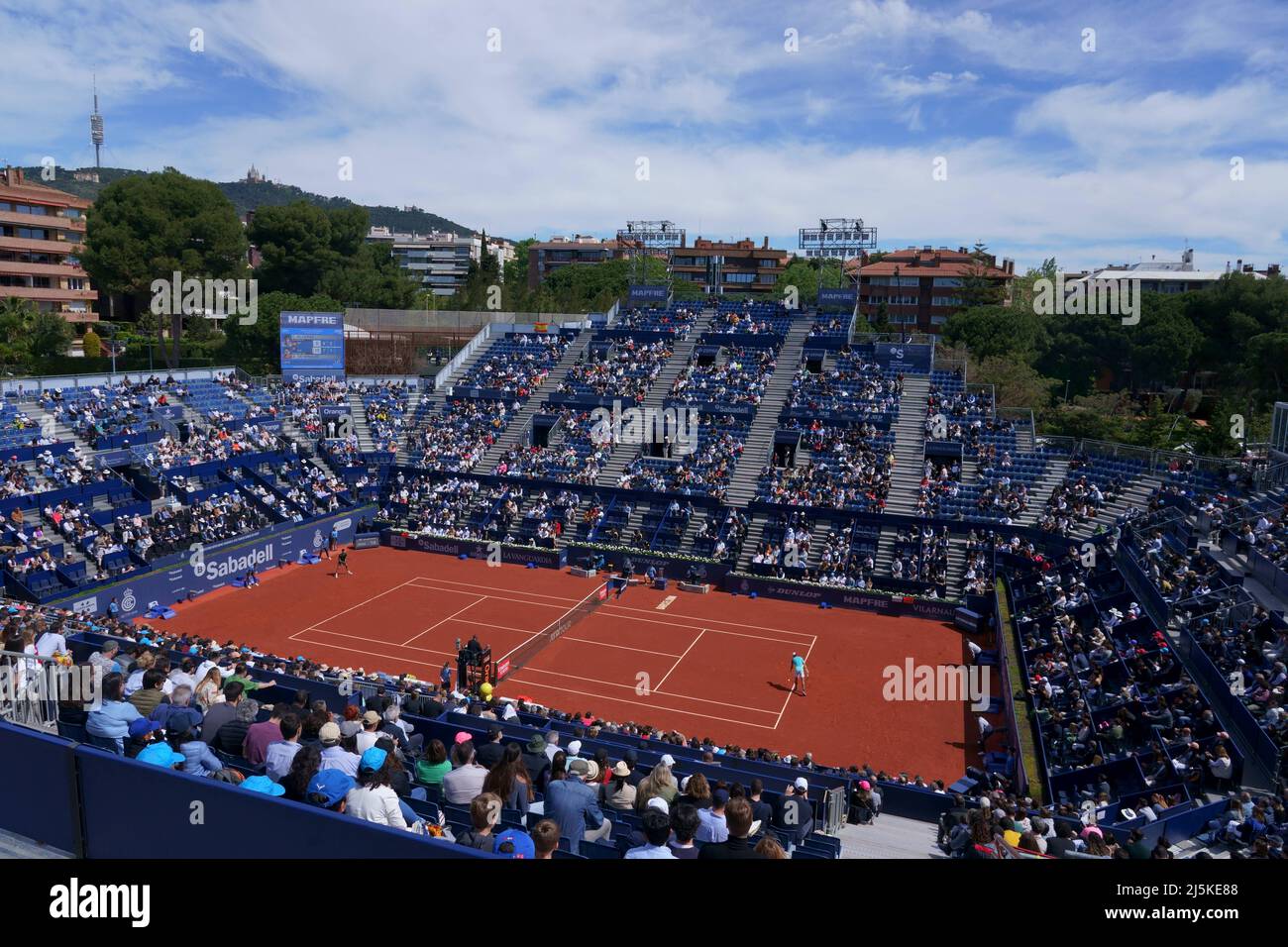 24th April 2022; Real Club de Tenis Barcelona, Barcelona, Spain ; ATP Barcelona  Open Tennis tournament; Carlos Alcaraz (ESP) beat Alex de Minaur 6-7 7-6  6-4 in the rain delayed semi-final Stock Photo - Alamy