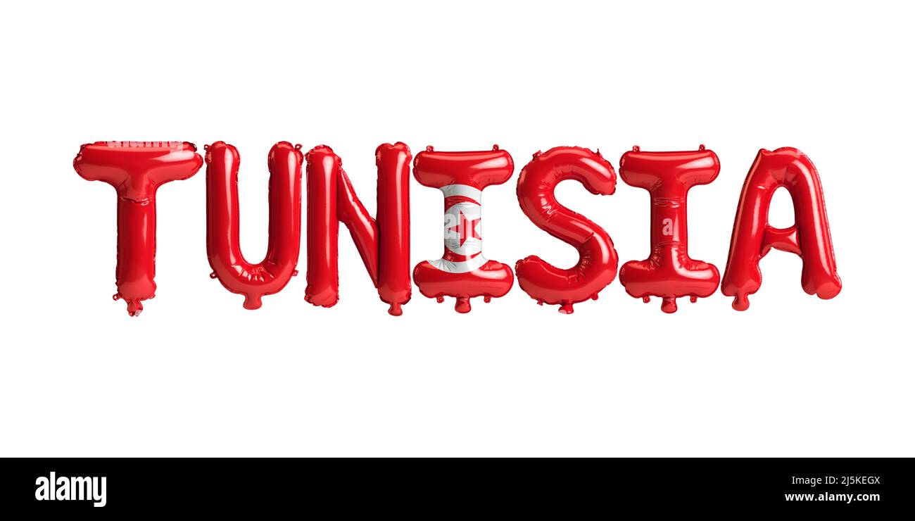 3d illustration of Tunisialetter balloons with flags color isolated on