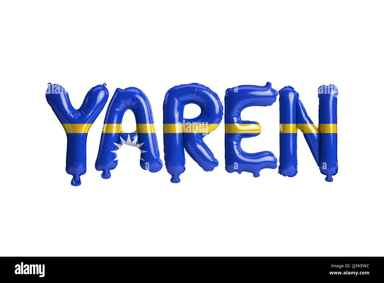 3d illustration of Yaren capital balloons with Nauru flags color ...