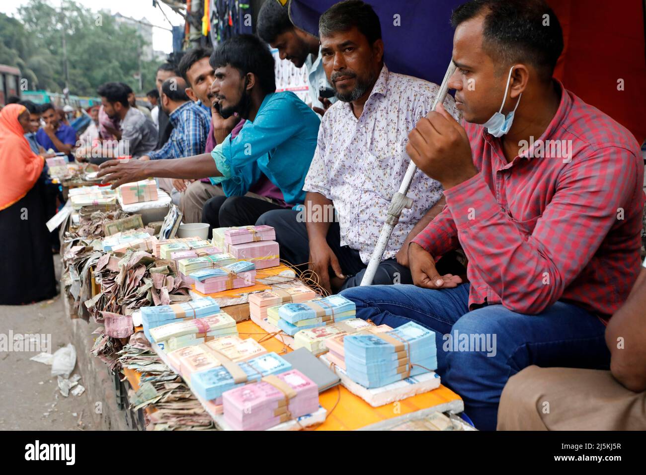 Dhaka, Bangladesh April 18, 2022 Shopkeepers are sitting at Gulistan