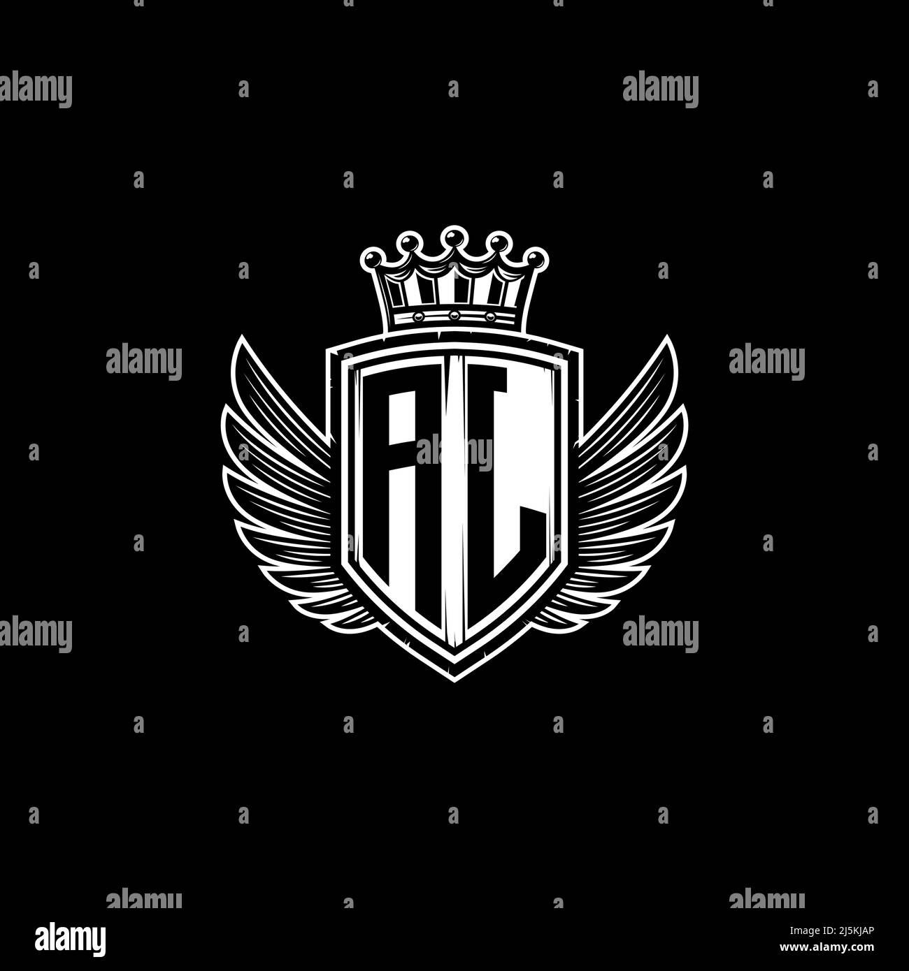 AJ Monogram logo letter with Simple shield crown style design ...
