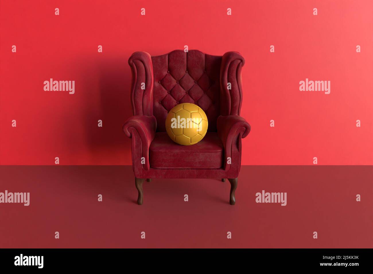 3d illustration. 3d rendered illustration of a golden football ball on