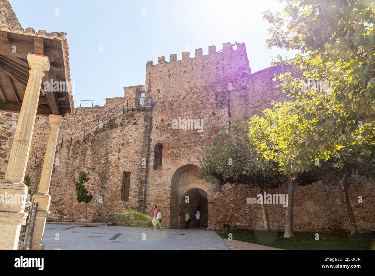 Buitrago del Lozoya, Spain. The Torre Albarrana, a city gate and defensive tower of the walled Old Town Stock Photo