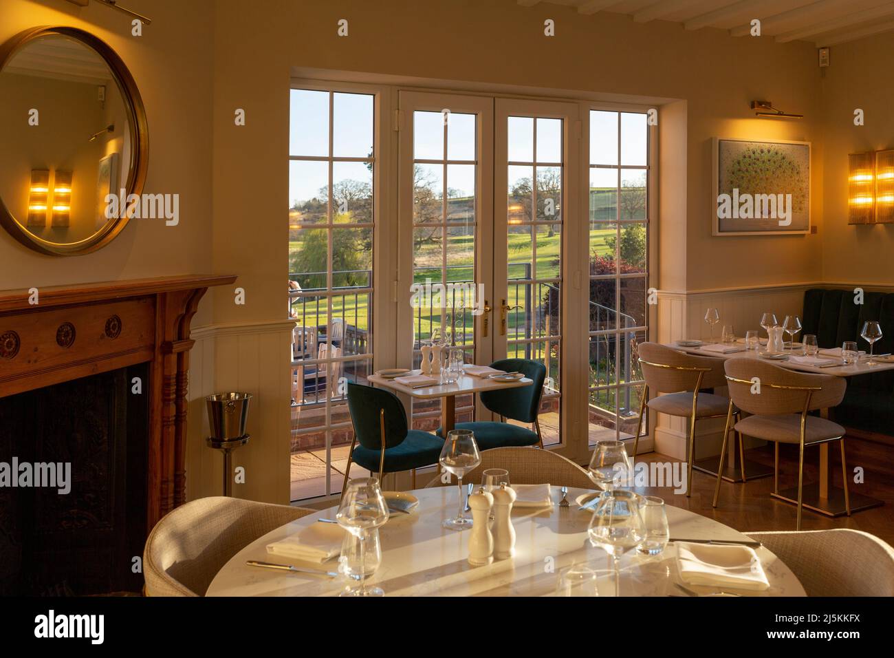 High Quality Fine Dining Restaurant Interior Table Setting with view