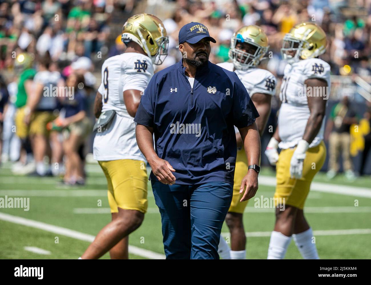South Bend, Indiana, USA. 23rd Apr, 2022. Notre Dame defensive line coach  Al Washington during pregame of he Notre Dame Annual Blue-Gold Spring  football game at Notre Dame Stadium in South Bend,