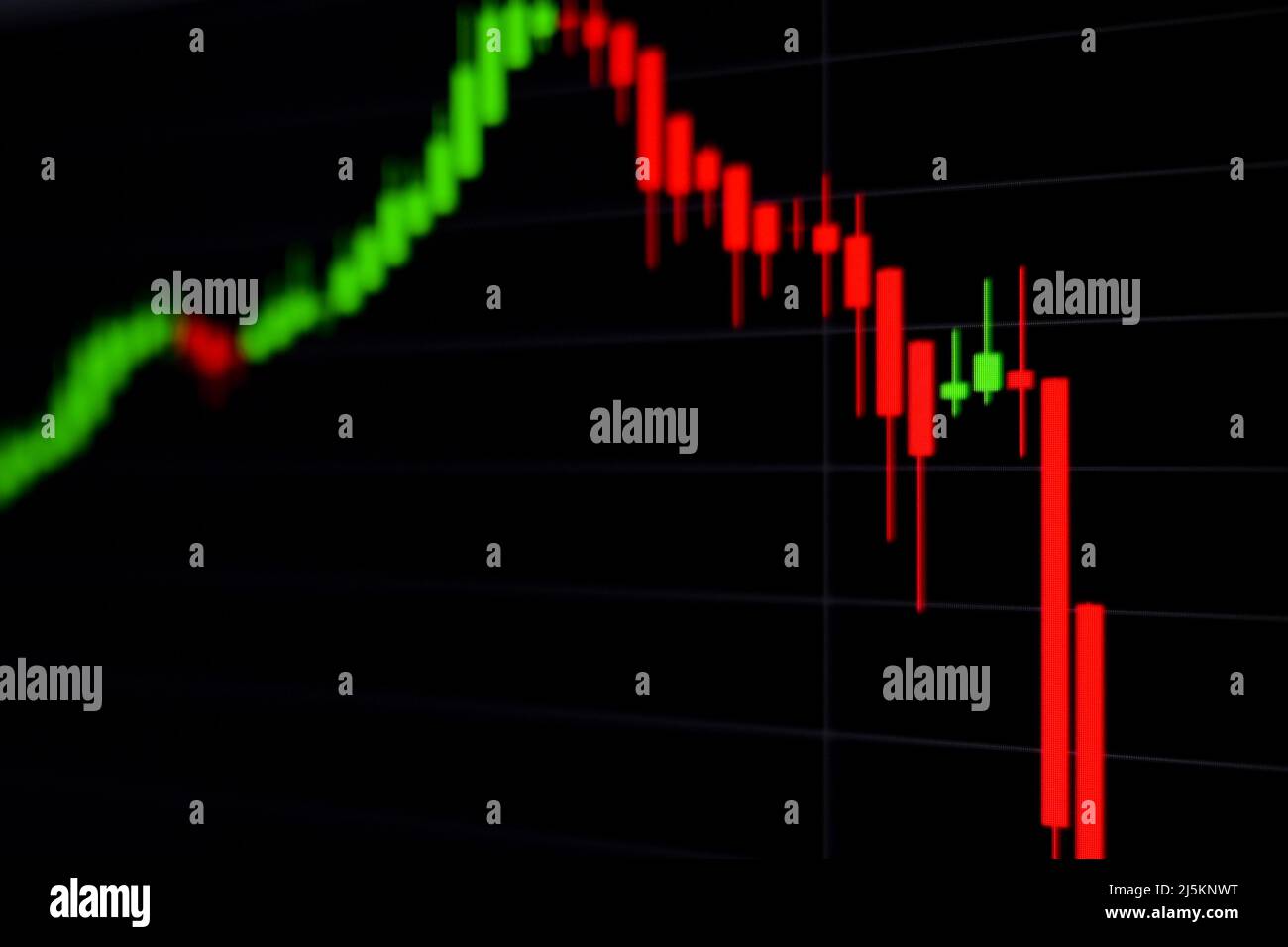 candlestick stock graph market closeup screen trade global technology bankruptcy recession banking statistics Stock Photo