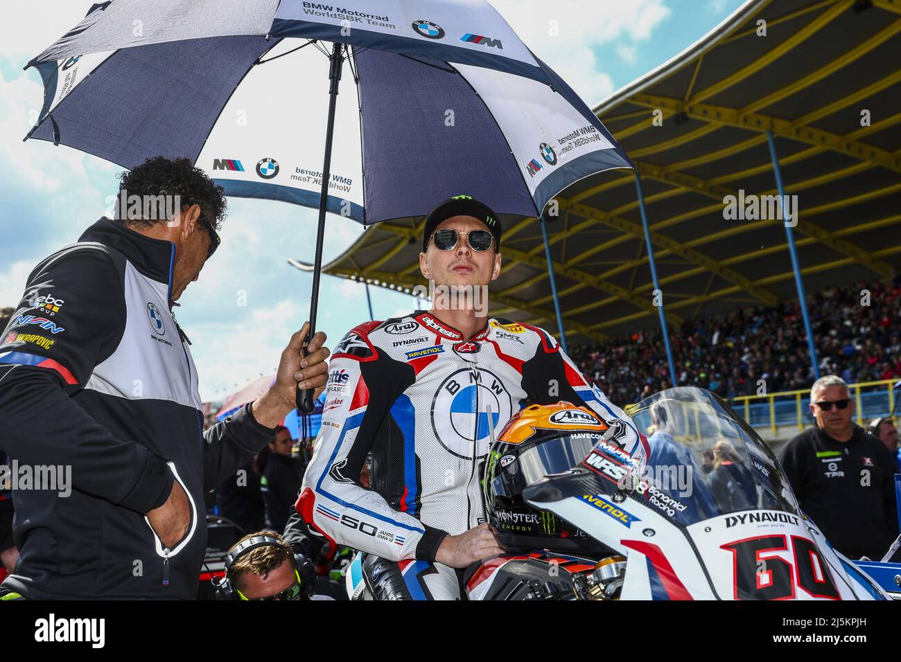 ASSEN - Michael van der Mark (NED) on his BMW on the grid for the start ...