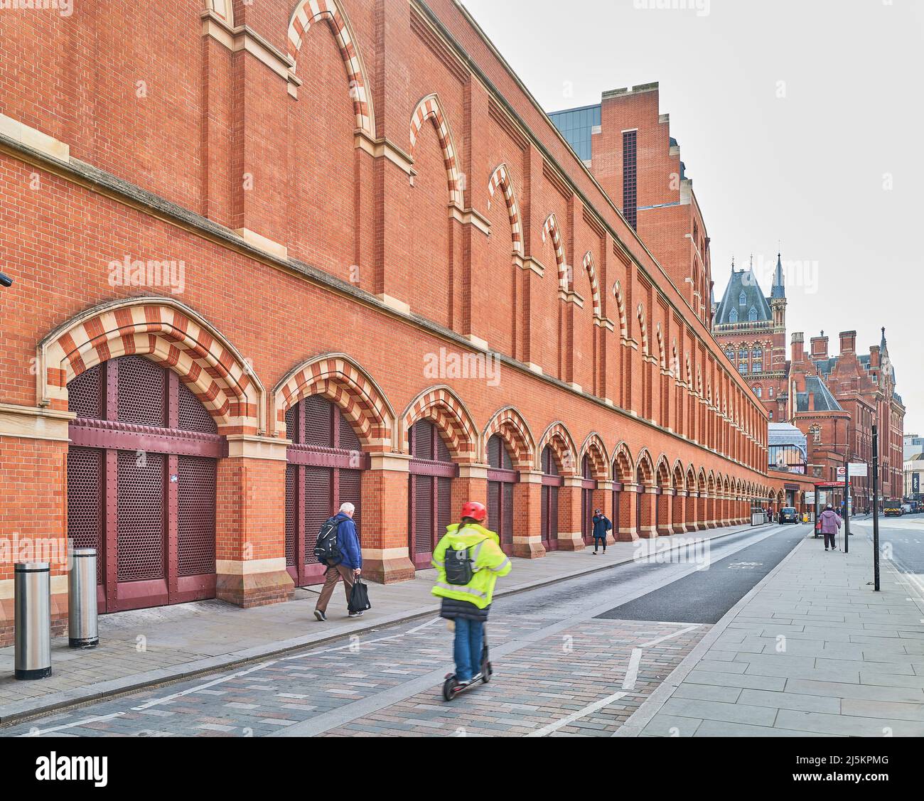 Victorian brick xterior of St Pancras international rail station, London, England. Stock Photo