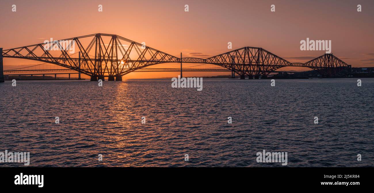 The Forth Bridge in Scotland at sunset Stock Photo