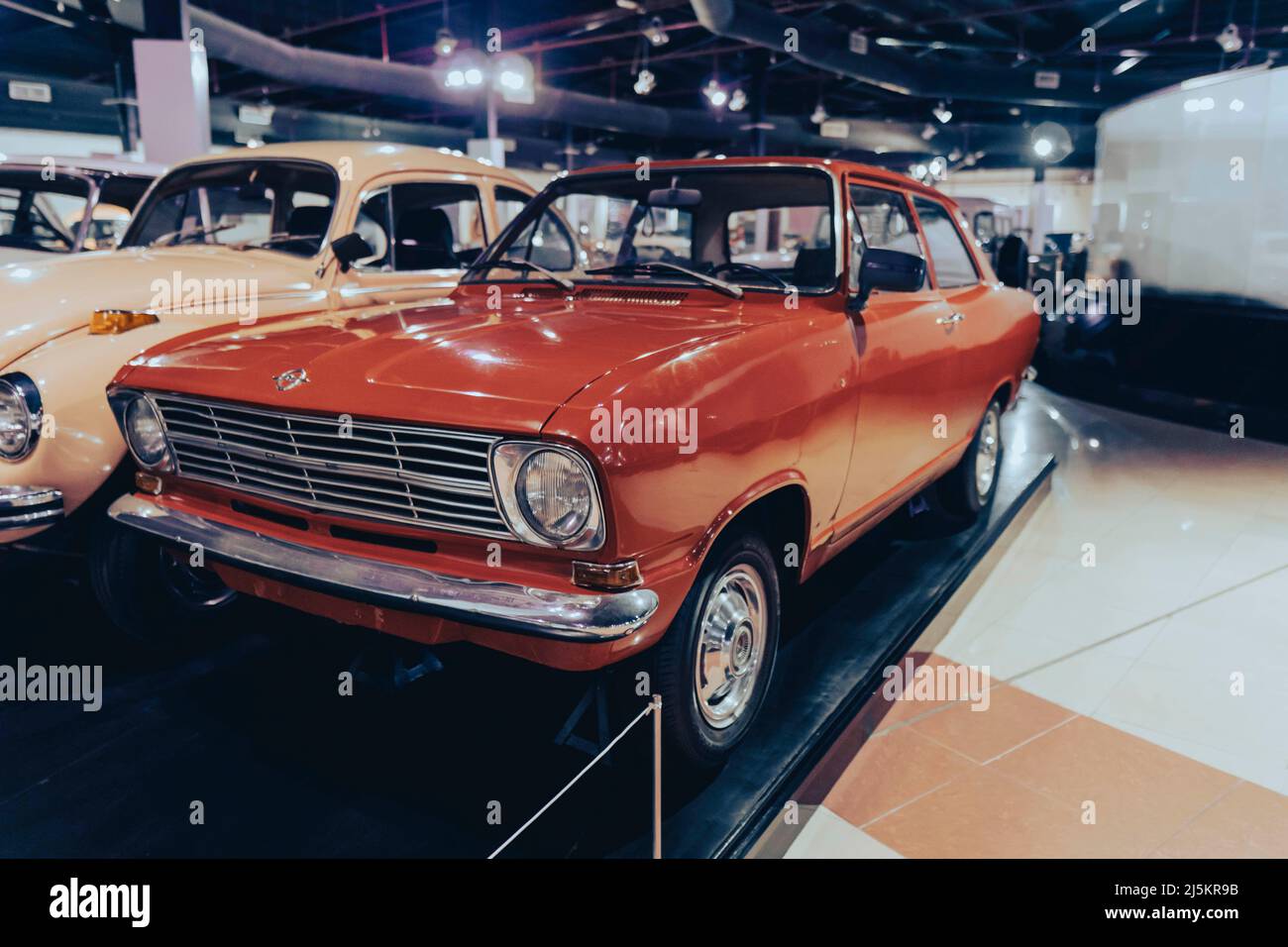 '7/31/2021 - Sharjah, UAE: 1962 German Opel Kadett classic antique red car. Stock Photo