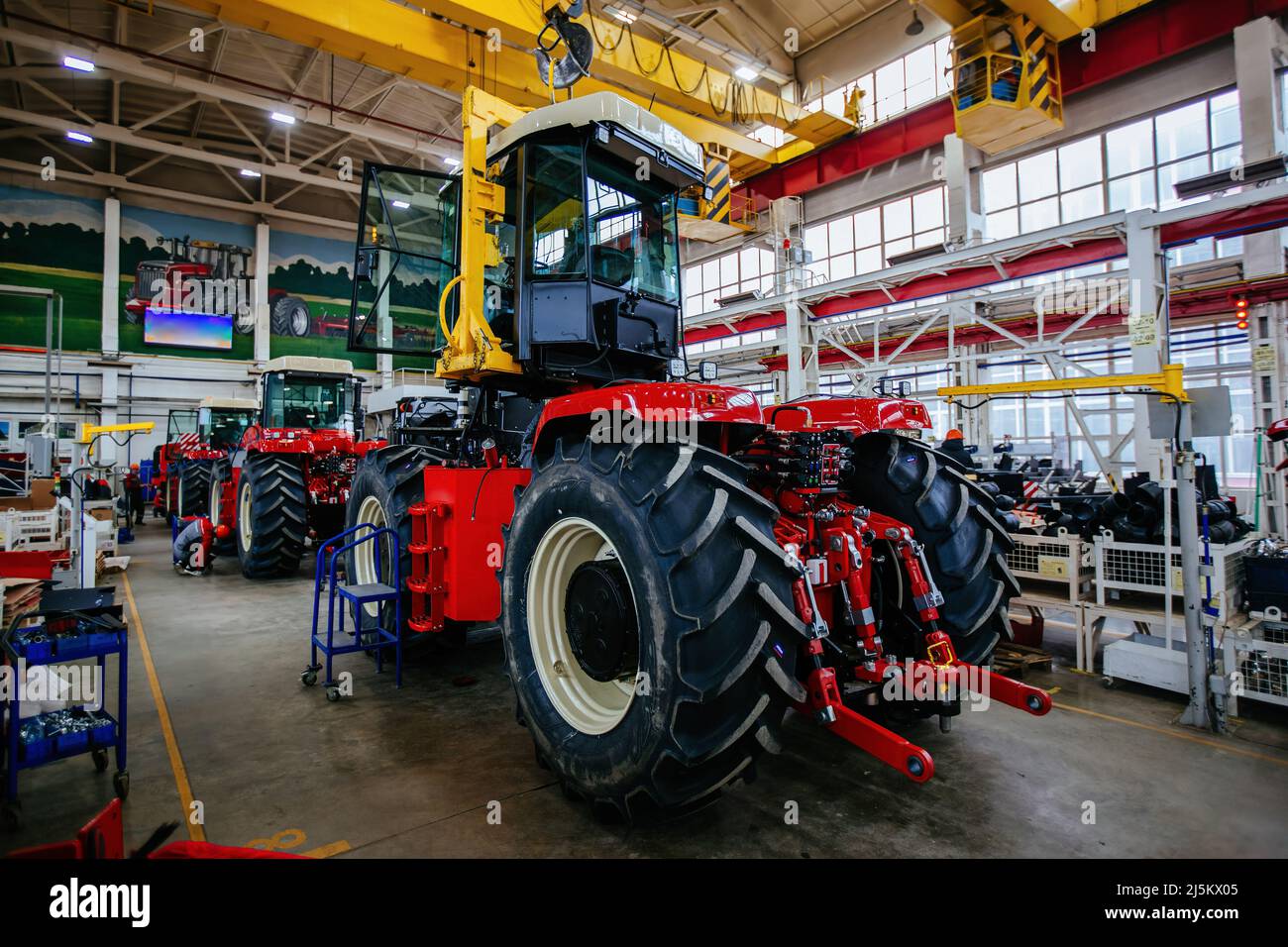 Assembly process of agricultural tractors in industrial Stock
