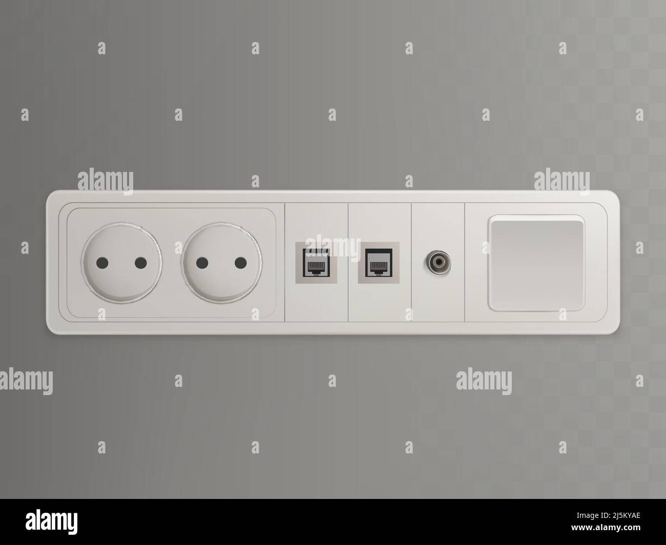 Multi socket wall outlet with electrical, cable or satellite