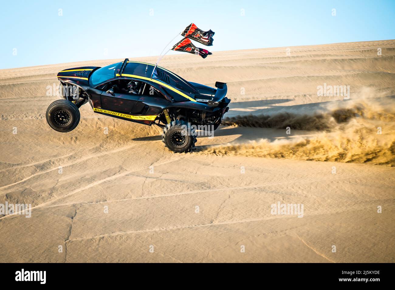 Doha, Qatar April 22,2022 Off road buggy car in the sand dunes of the