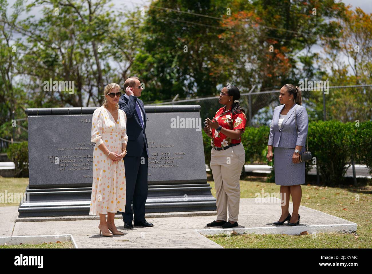 The Earl and the Countess of Wessex during their visit to Morne Fortune