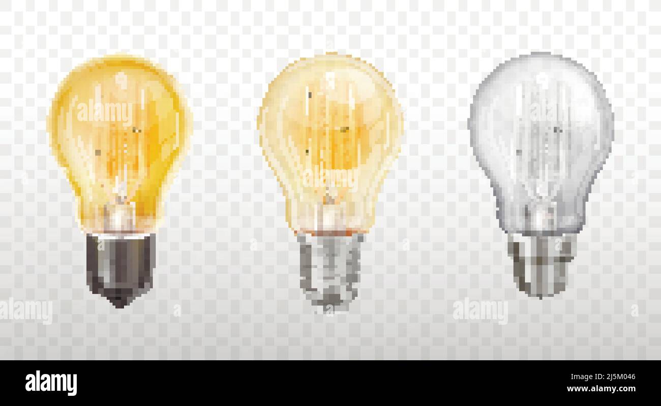 Vector collection of decorative light bulbs glowing element with