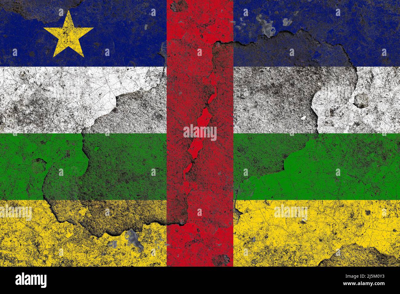 Central african republic flag on a damaged old concrete wall surface ...