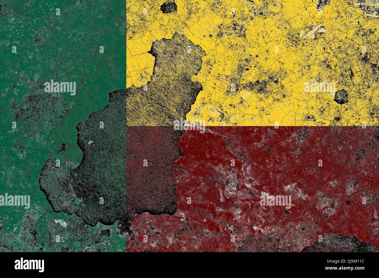 Benin flag on a damaged old concrete wall surface Stock Photo - Alamy