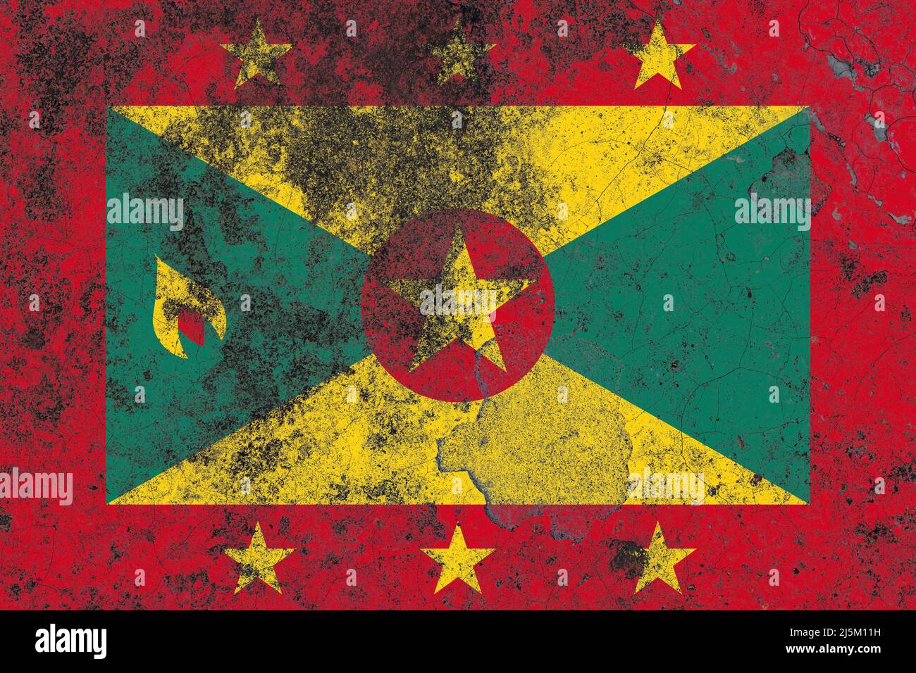 Grenada flag on a damaged old concrete wall surface Stock Photo - Alamy