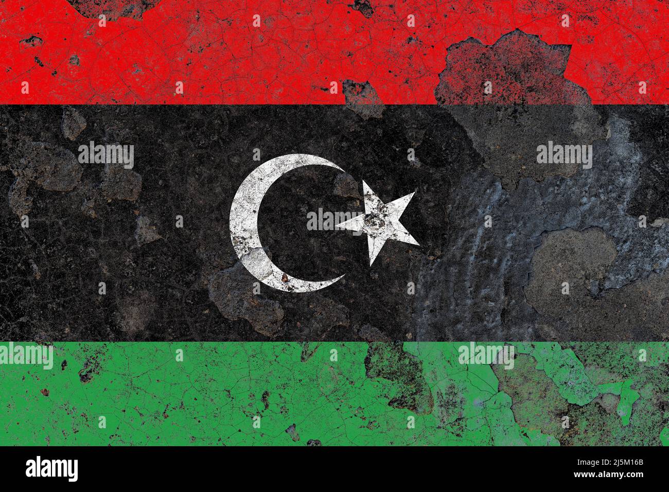 Libya flag on a damaged old concrete wall surface Stock Photo - Alamy