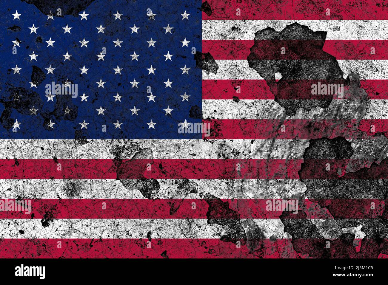 United states flag on a damaged old concrete wall surface Stock Photo ...
