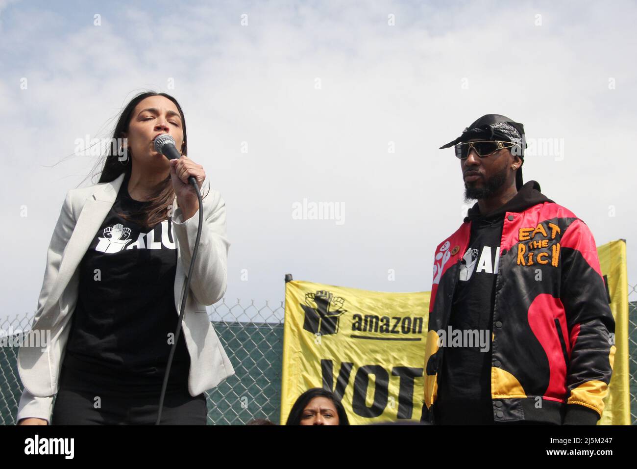 Staten Island NY USA 24th Apr 2022 Alexandria Ocasio Cortez And 