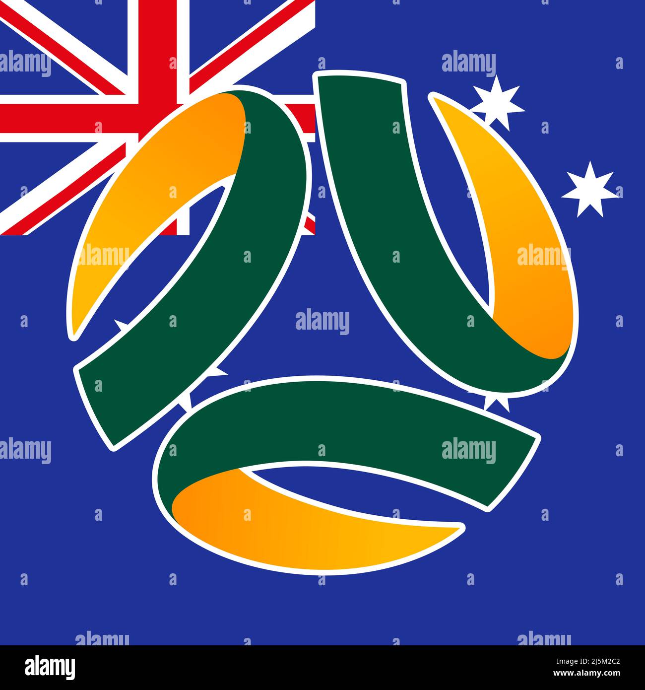 Australia football federation logo with national flag, FIFA World Cup 2022, illustration Stock Photo