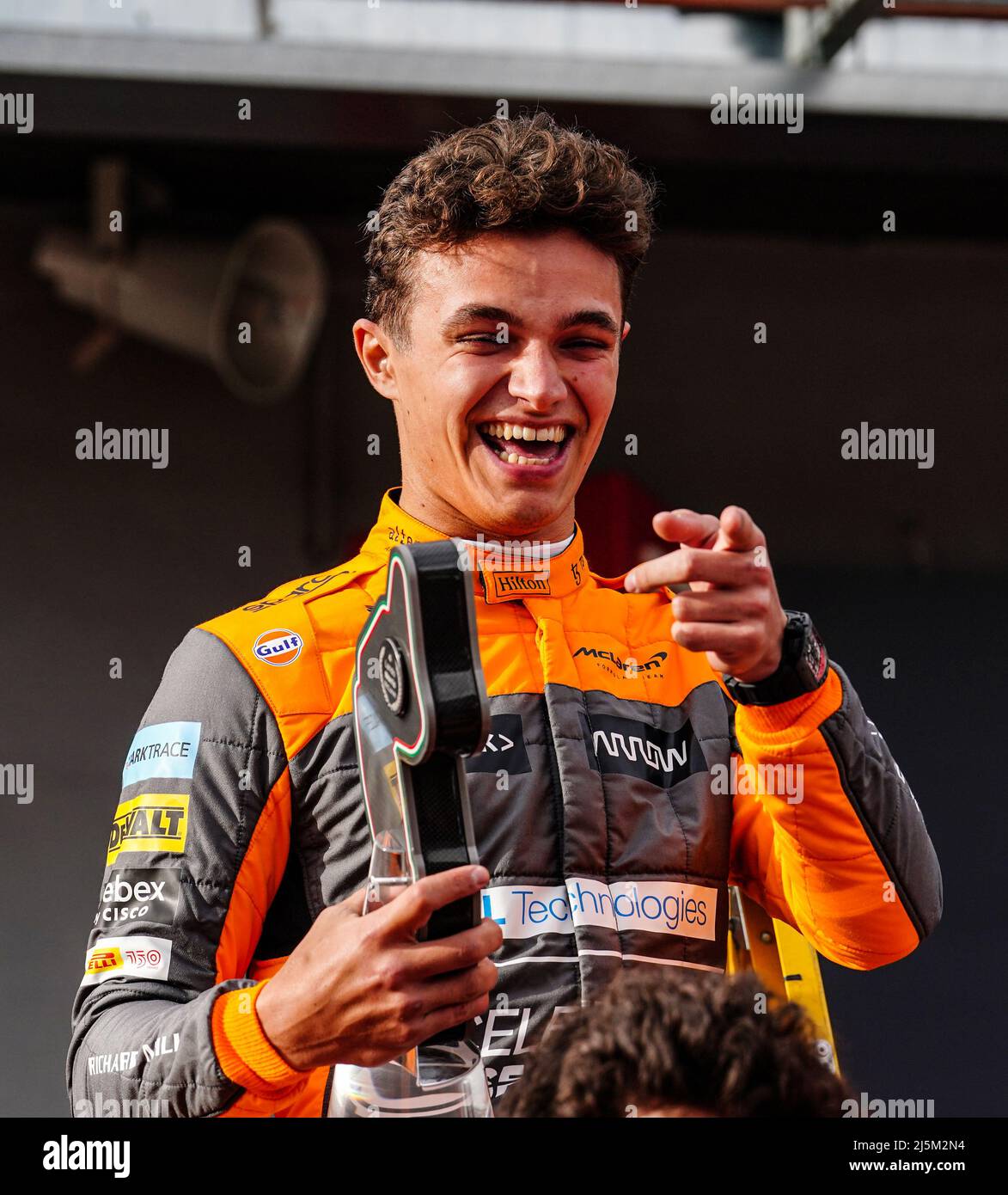 McLaren's Lando Norris Celebrates Third Place On The Podium After The ...