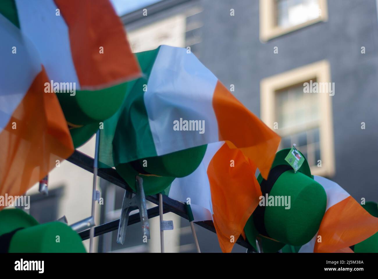 Dublin Ireland st Patrics day celebration parade with crowd and demostration Stock Photo