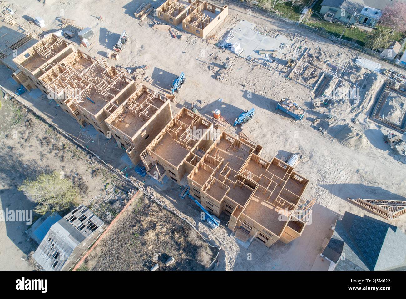 looking down on some new apartment buildings Stock Photo