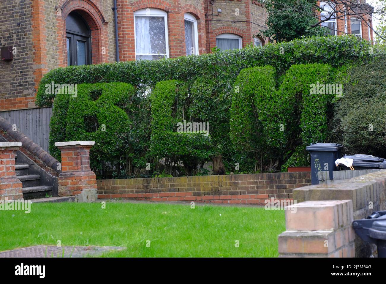 Black Lives Matter (BLM), Hedgerow, Herne Hill Lndon Stock Photo