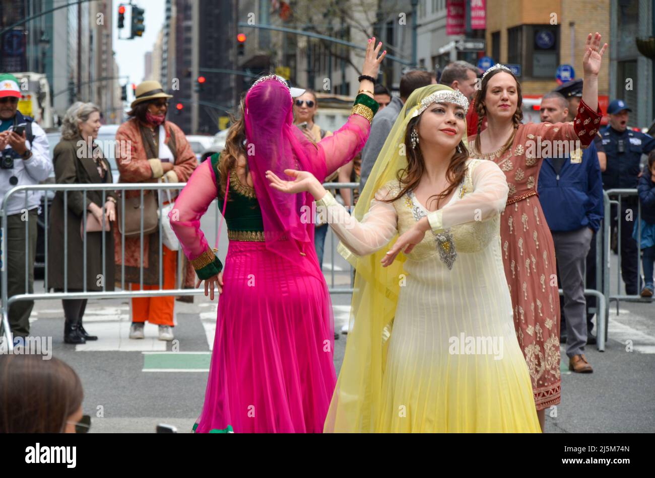 IranianAmerican wearing traditional outfits dance on a float through Madison Avenue during the