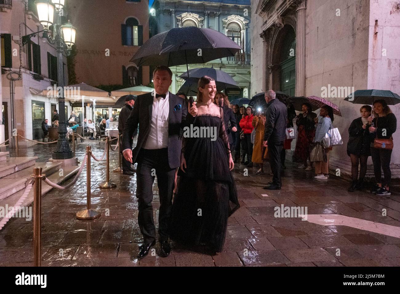 Rosamund Pike is seen arriving at Dior event in Venice during the 59th