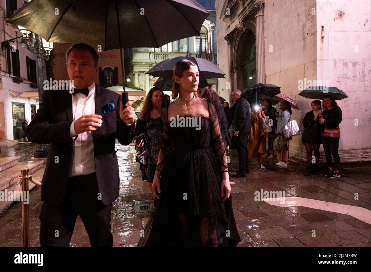 Rosamund Pike is seen arriving at Dior event in Venice during the 59th