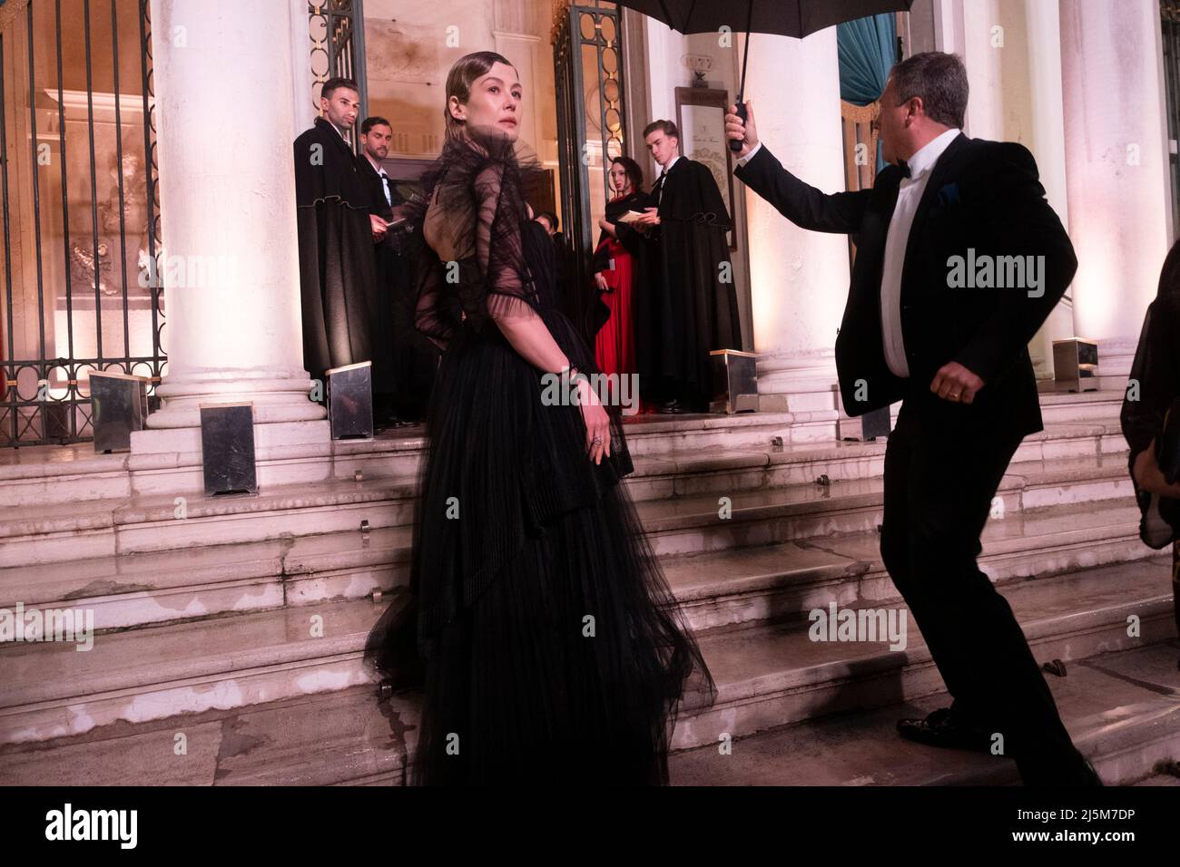 Rosamund Pike is seen arriving at Dior event in Venice during the 59th