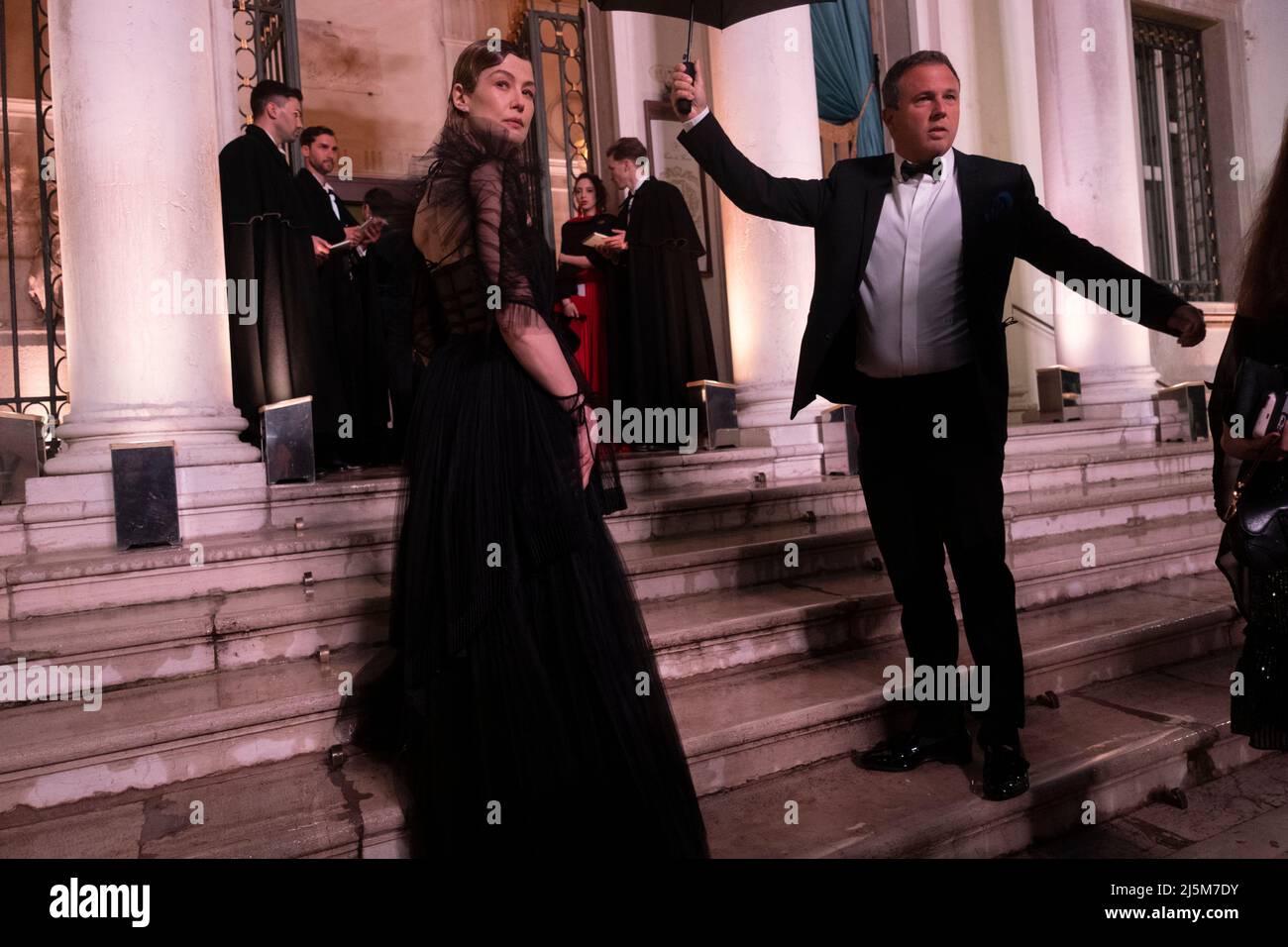 Rosamund Pike is seen arriving at Dior event in Venice during the 59th