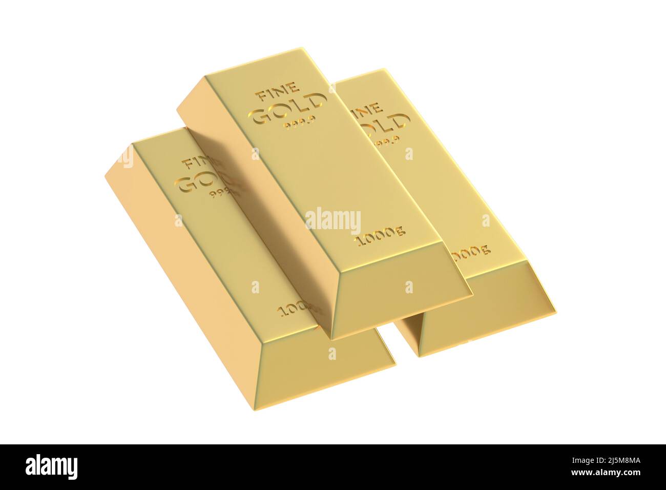 Gold bars isolated on white background. 3d render Stock Photo - Alamy
