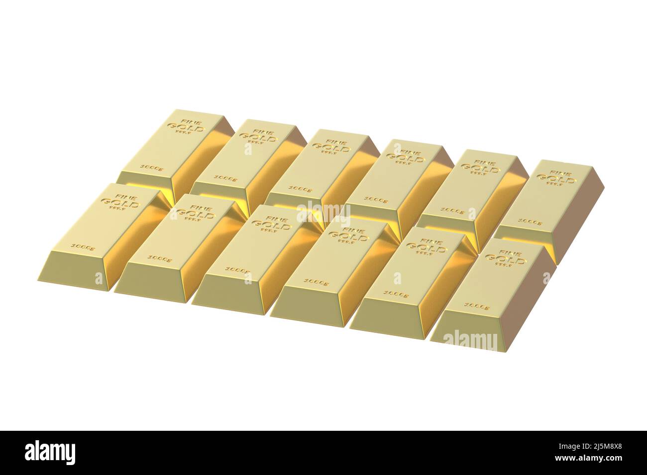 Gold bars isolated on white background. 3d render Stock Photo - Alamy