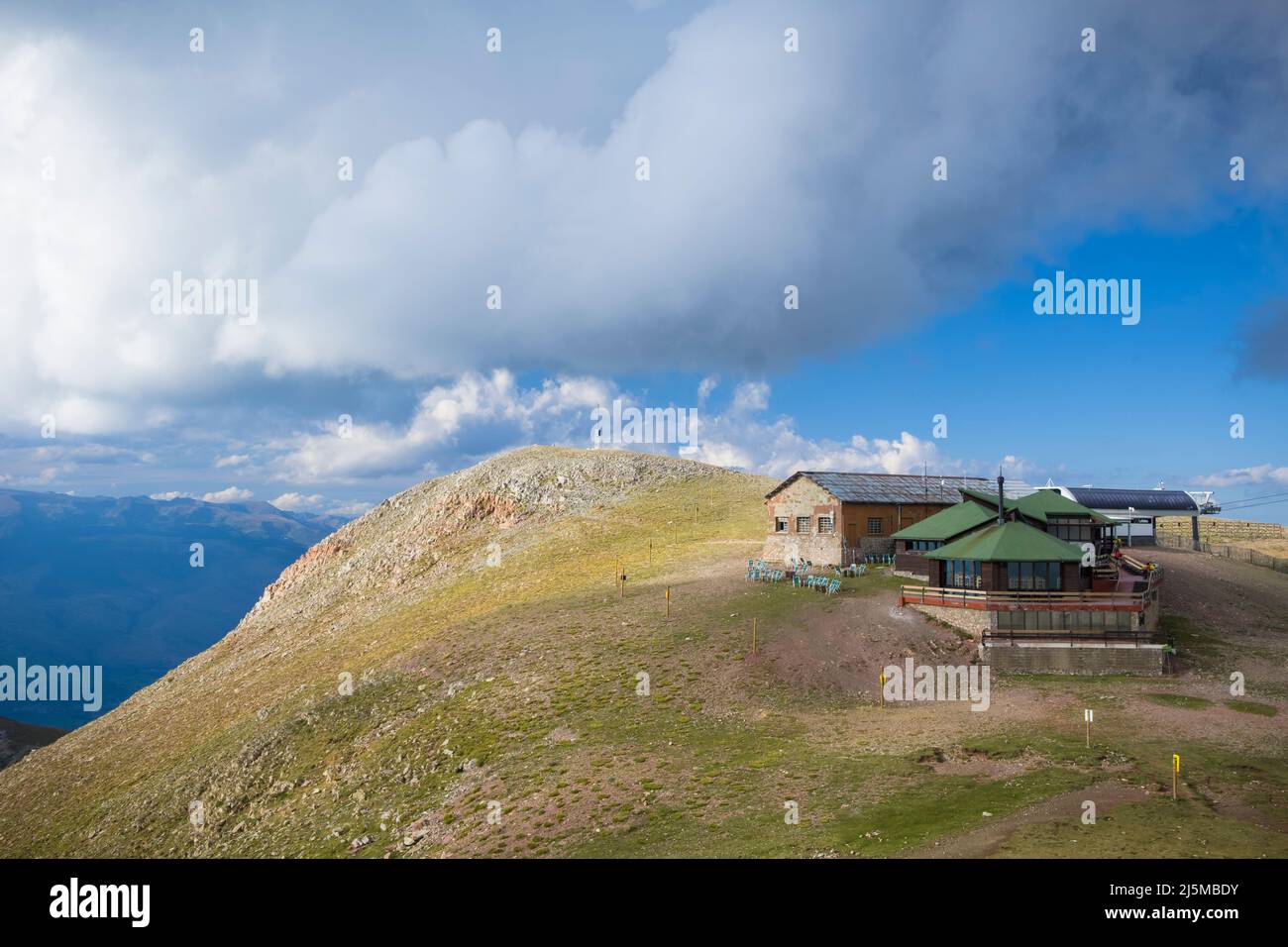 Niu de l’Àliga Hut (Eagle's Nest), located at the top of La Tosa d'Alp. Catalonia. Spain. Stock Photo