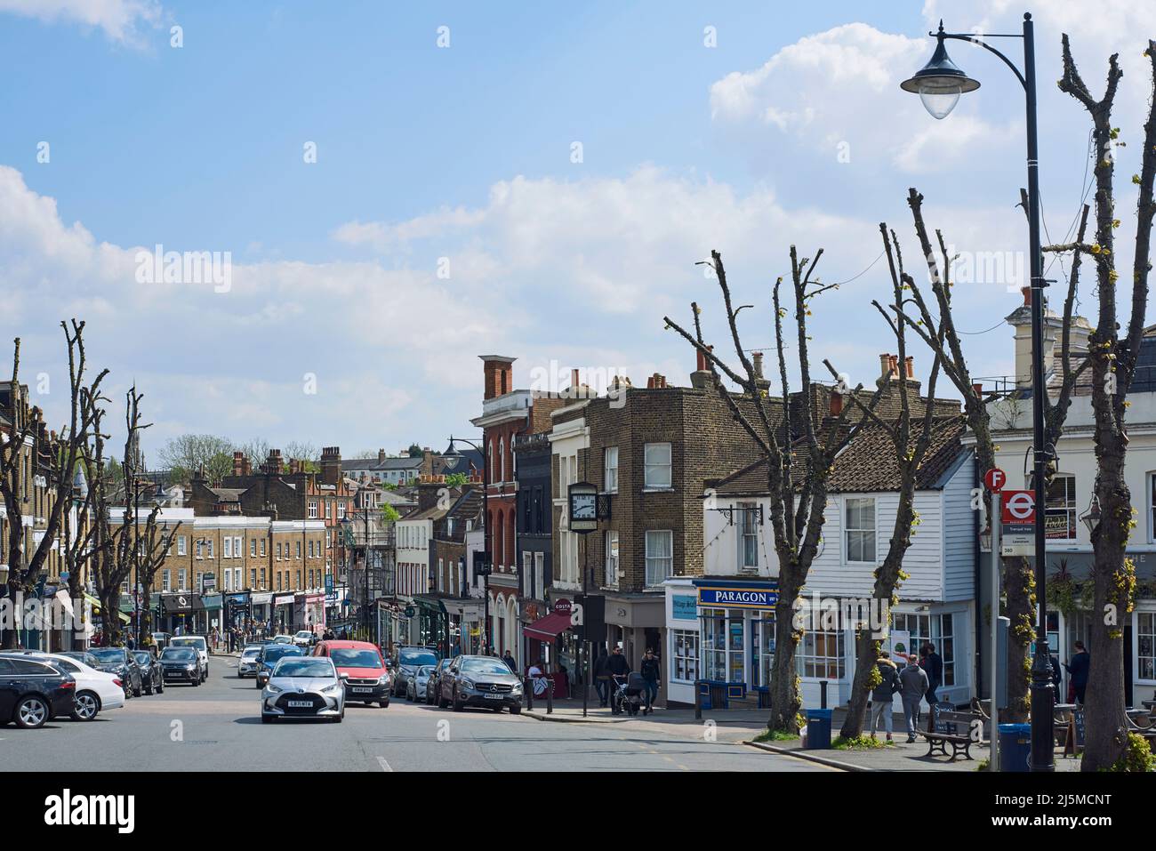 Shops and businesses along the main street at Blackheath Village, South